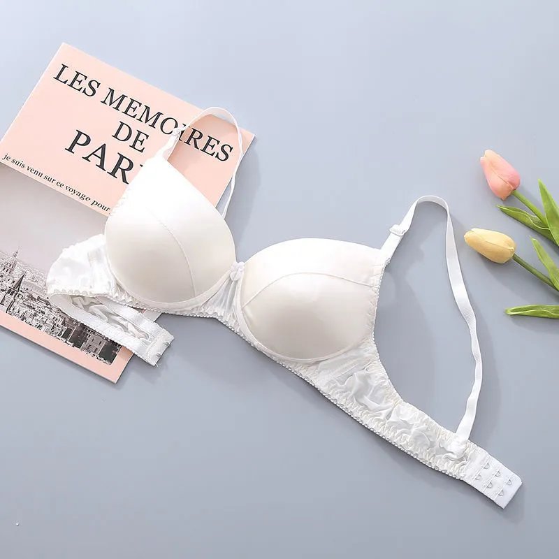 Red Satin Lace-Trimmed Underwire Bra Underwear