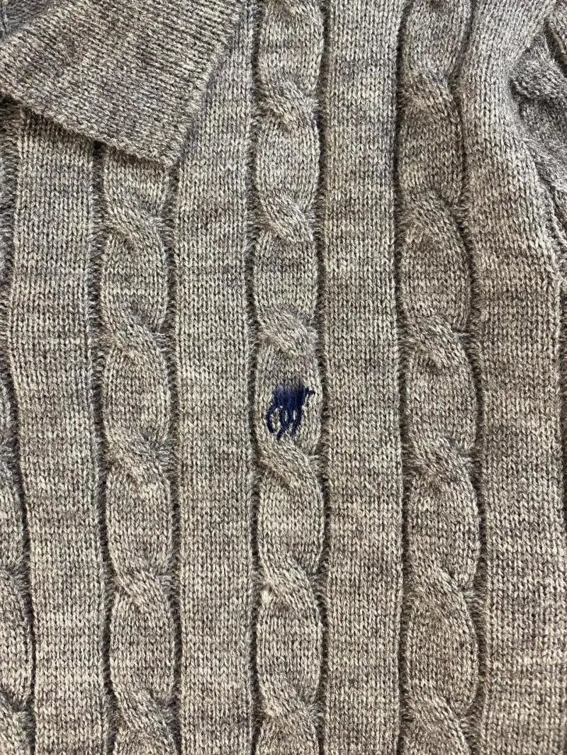 Polo Ralph Lauren Cable Knit Collared Sweater Gray - 5