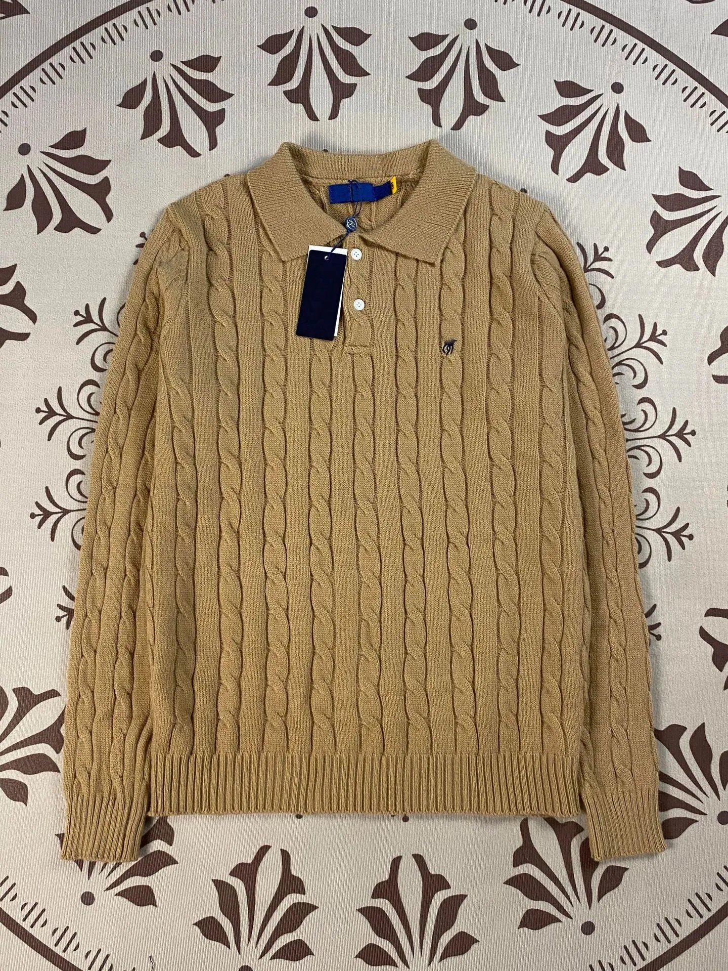 Polo Ralph Lauren Cable Knit Collared Sweater Gray - 11