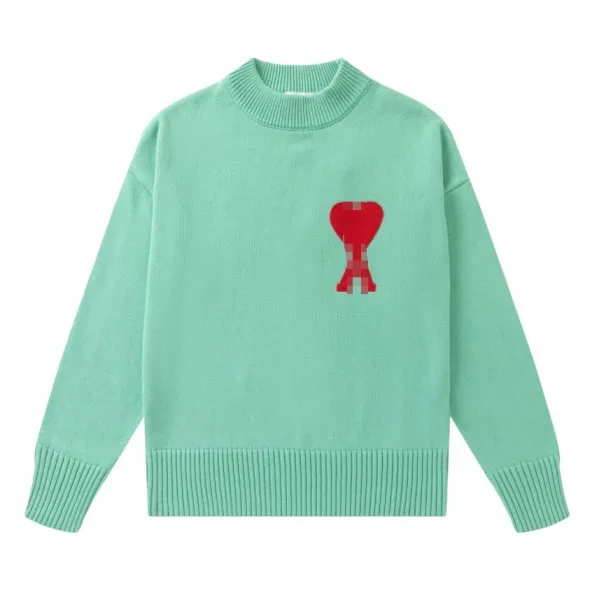 AMI Paris Heart Knit Sweater Forest Green - 7
