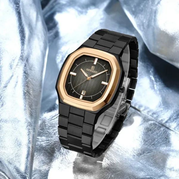 Design Reward Octagon Black and Rose Gold Quartz Watch Watches - 4