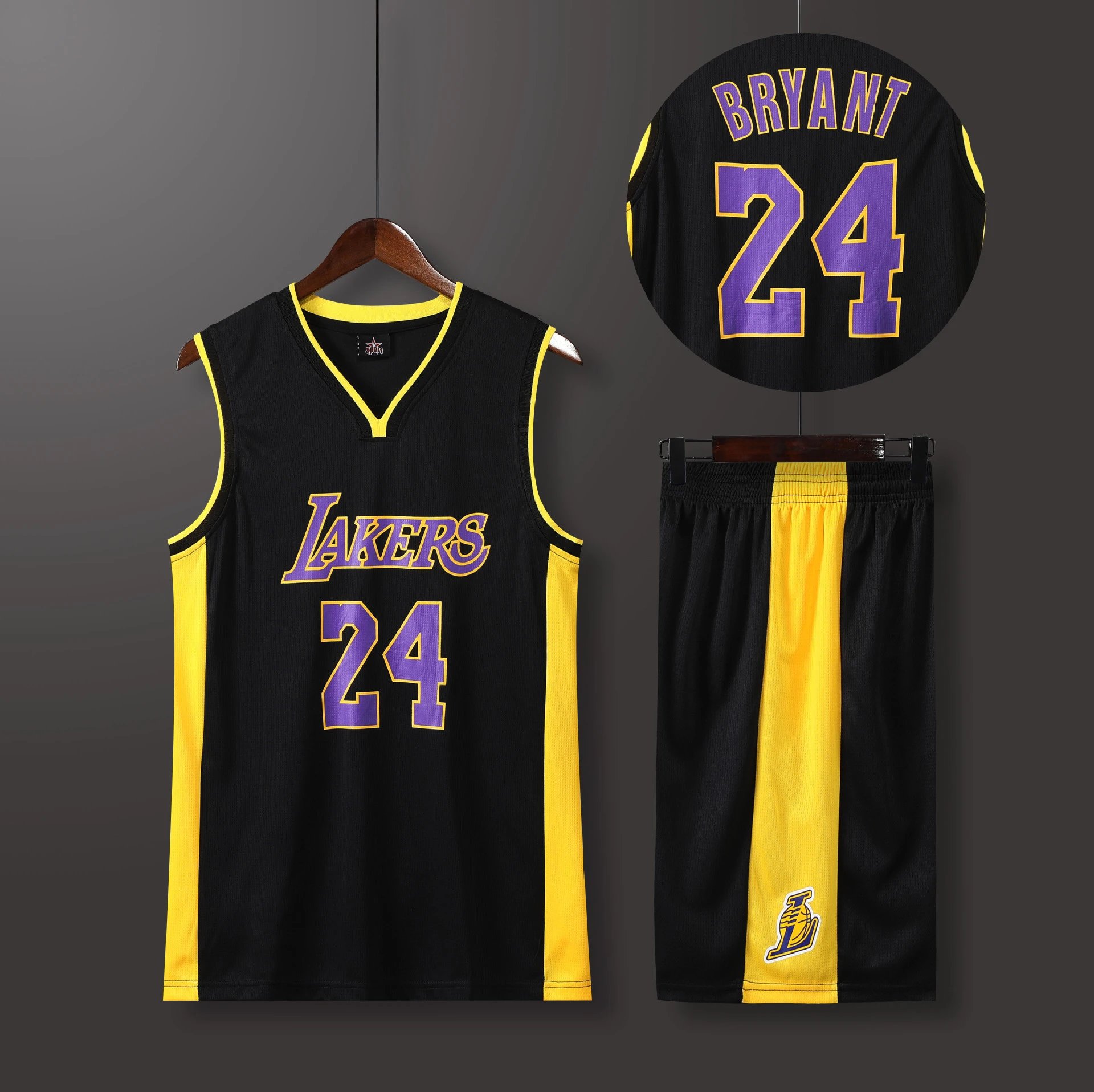 Los Angeles Lakers Kobe Bryant #24 Black Purple Yellow Jersey Set