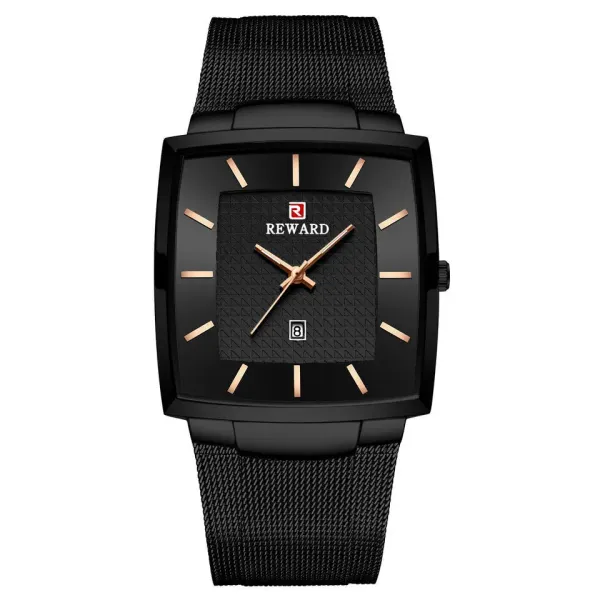 Design Reward Square Black Mesh Strap Quartz Watch Watches - 1
