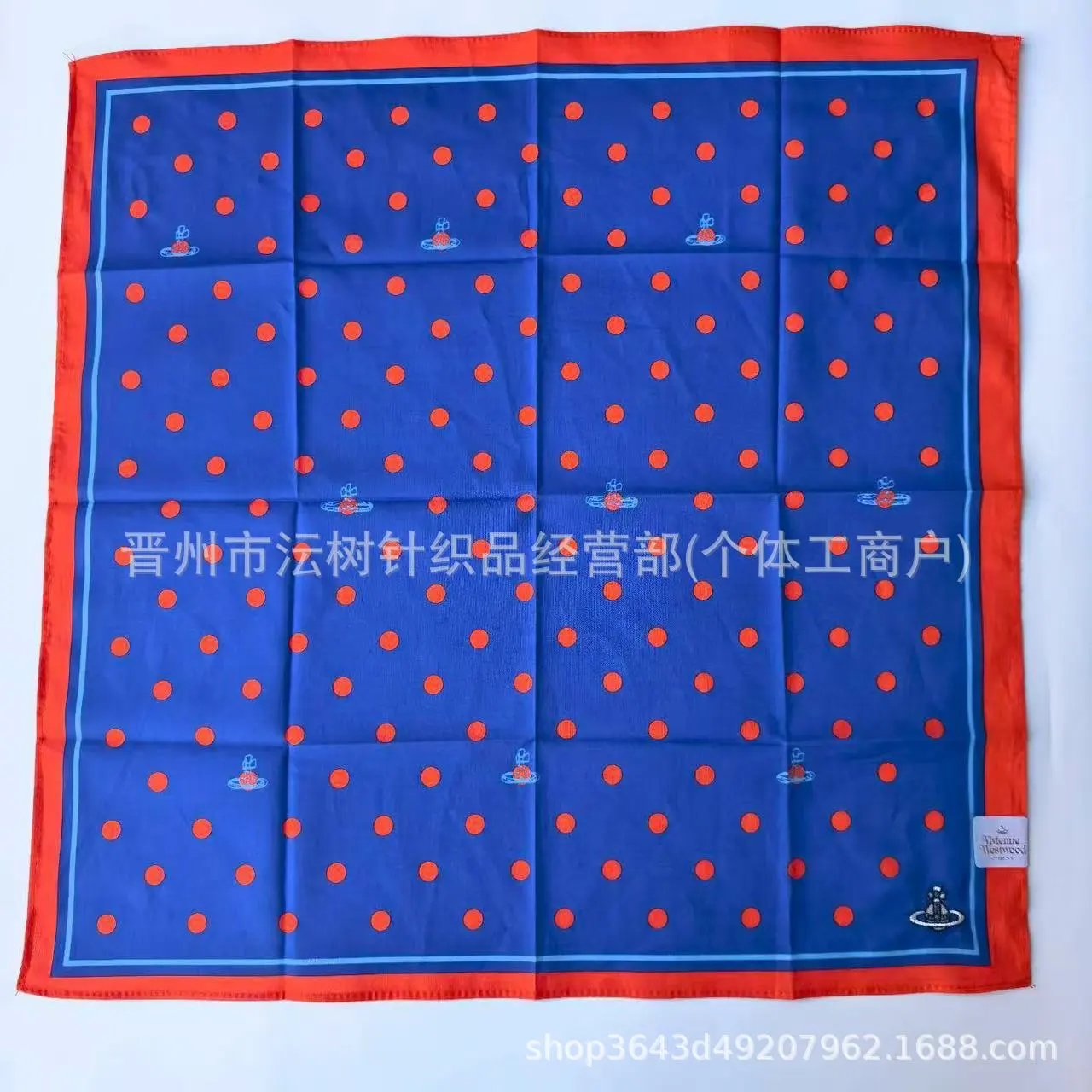 Vivienne Westwood Orb Print Silk Scarf Navy Orange Scarves - 8