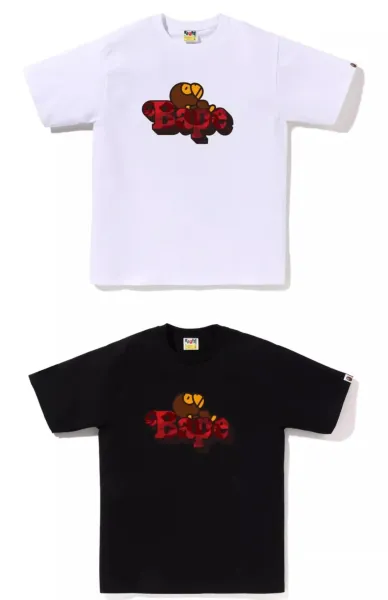 A Bathing Ape Bape Sta Logo T-Shirt White and Black - 1