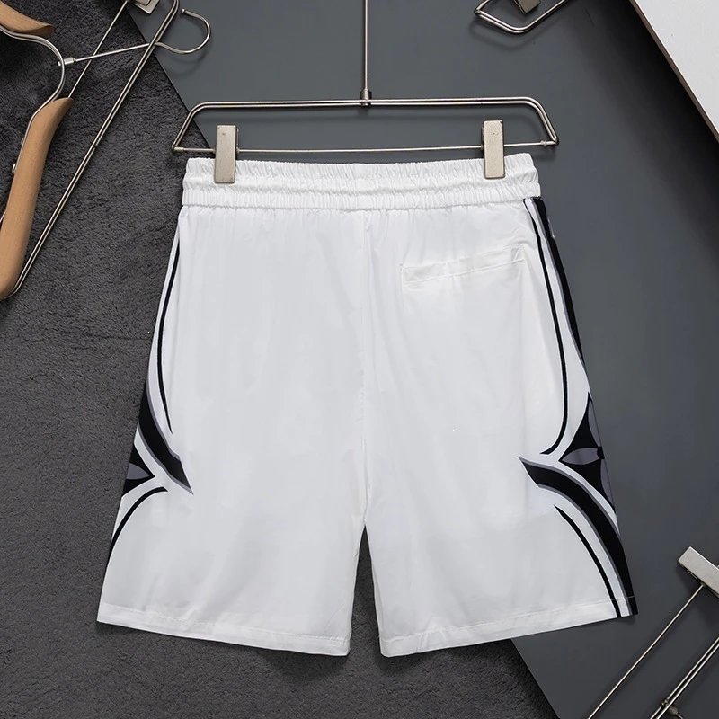 Design V-Print Drawstring Shorts White Multicolor - 4