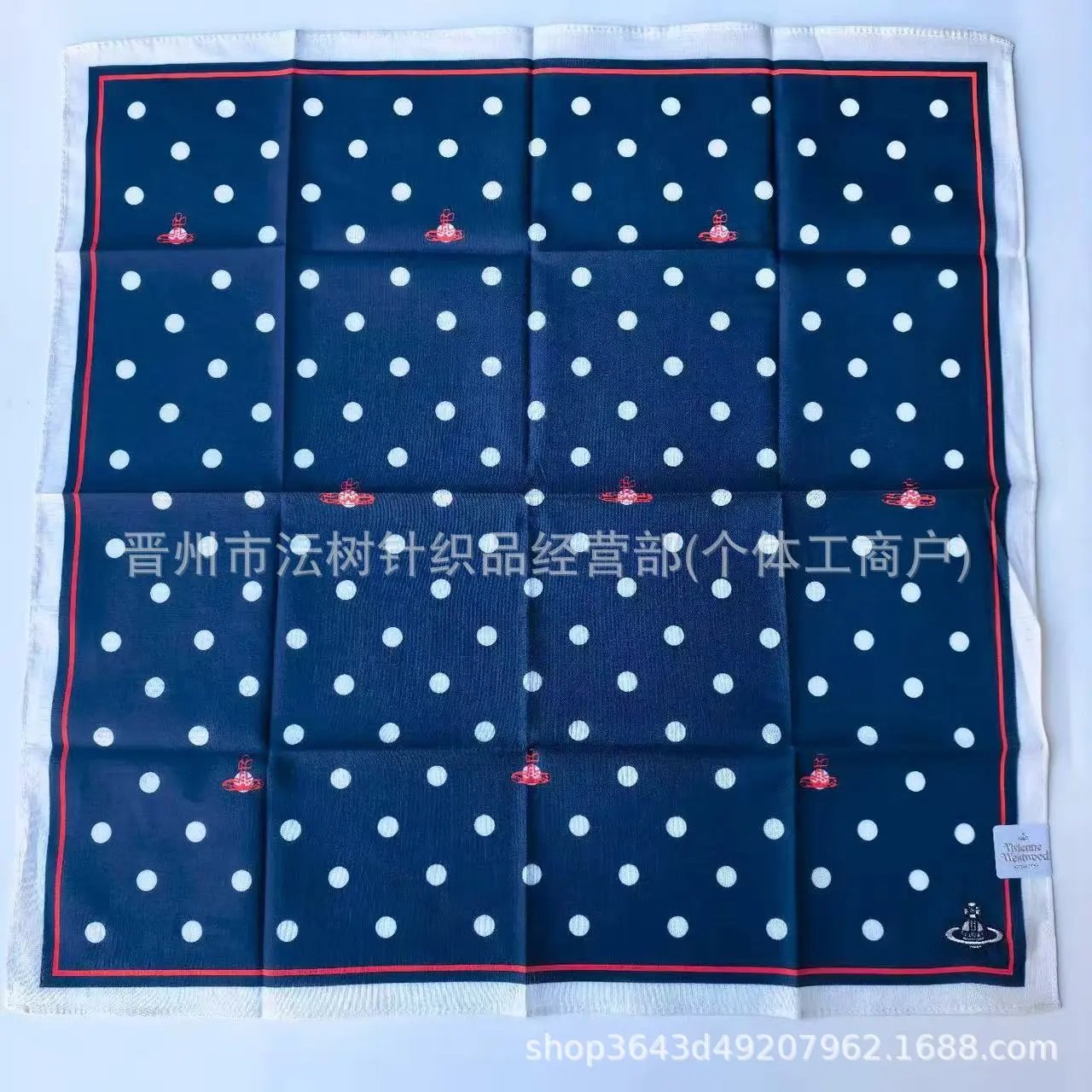 Vivienne Westwood Orb Print Silk Scarf Navy Orange Scarves - 9