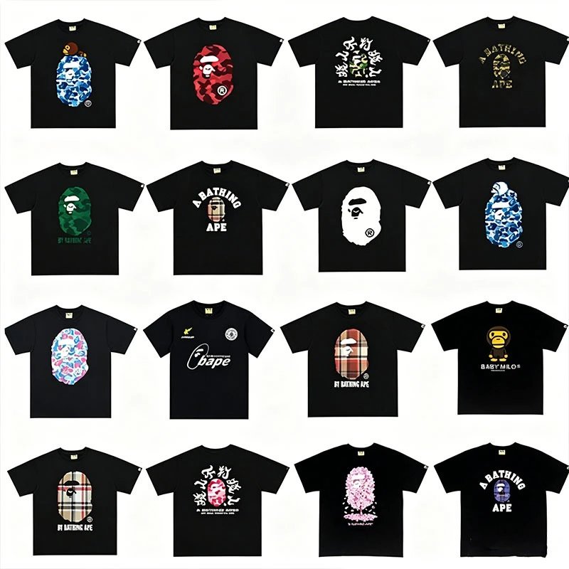 A Bathing Ape Camo Ape Head Black T-Shirt - 7