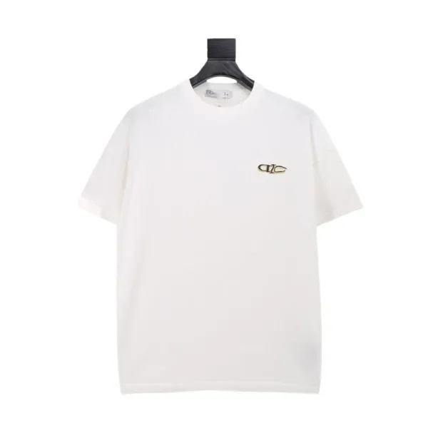 Dior CD Logo Embroidered White T-Shirt - 1