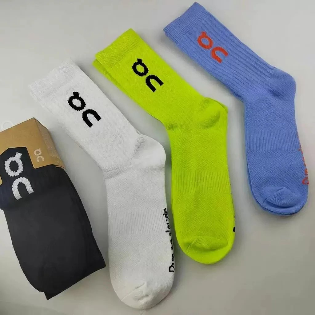 On Running Logo Socks White / Neon Green / Blue Socks - 5