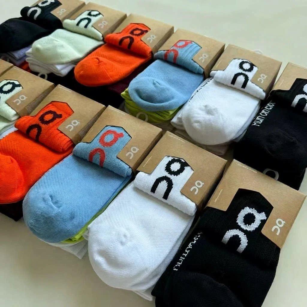 On Running Logo Socks White / Neon Green / Blue Socks - 2