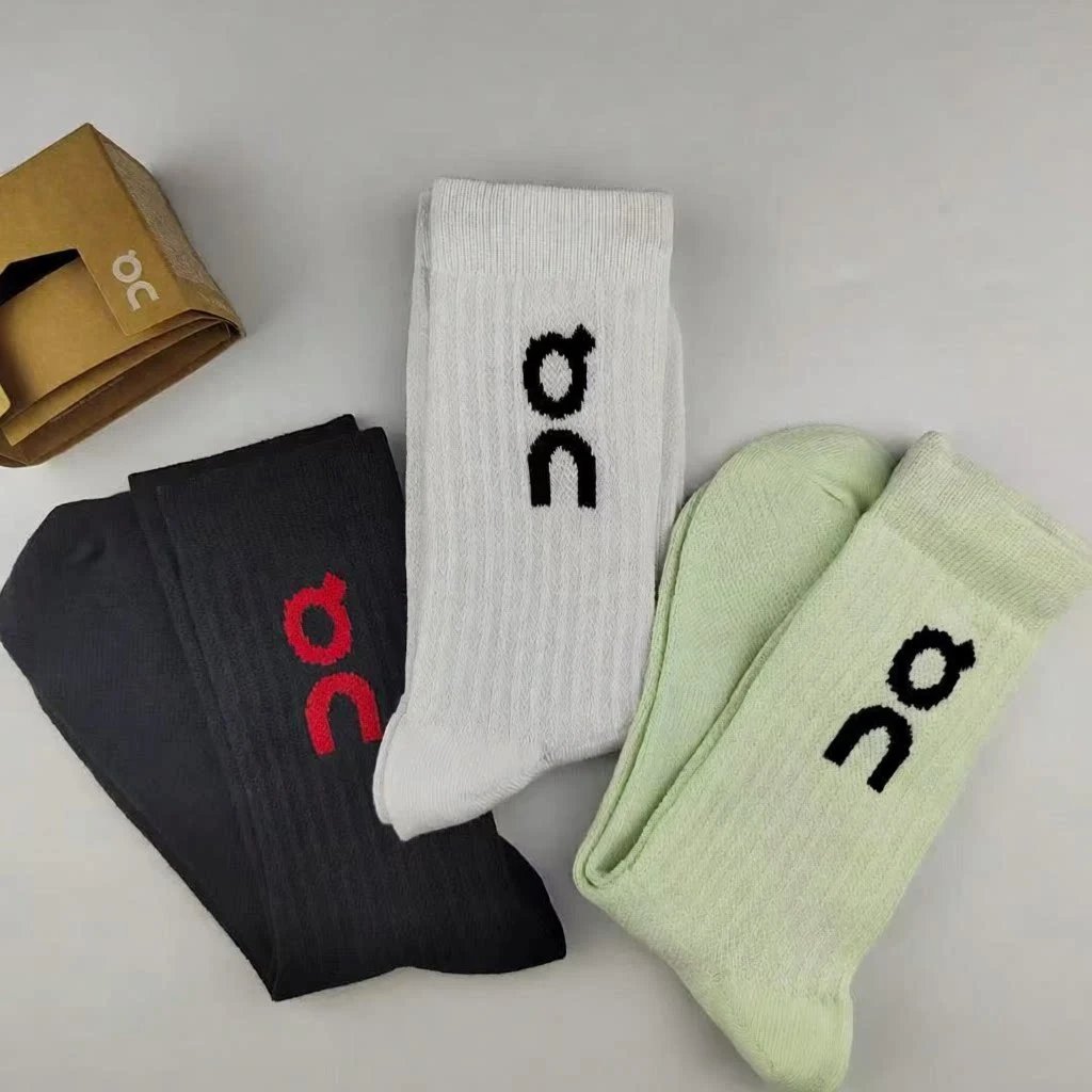 On Running Logo Socks White / Neon Green / Blue Socks - 6