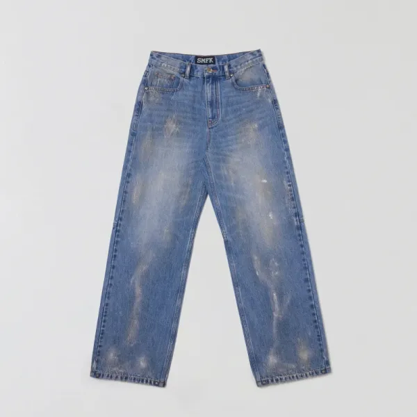 SMF SMFK Distressed Washed Blue Jeans - 8