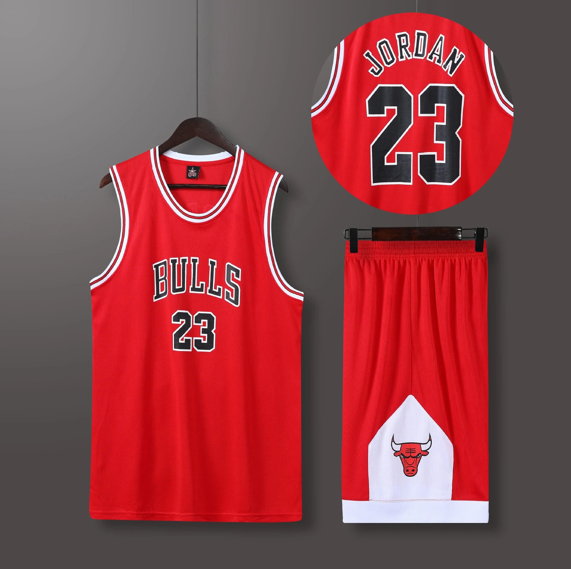 Chicago Bulls Michael Jordan #23 Red Basketball Jersey Set