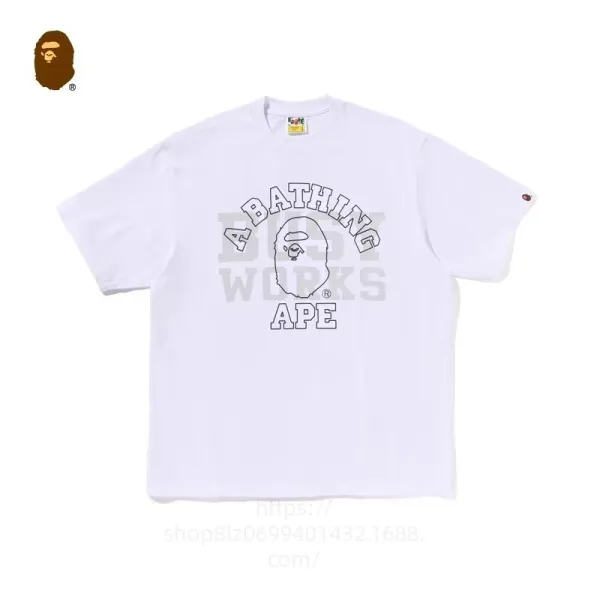 A Bathing Ape Outline Logo White T-Shirt - 1