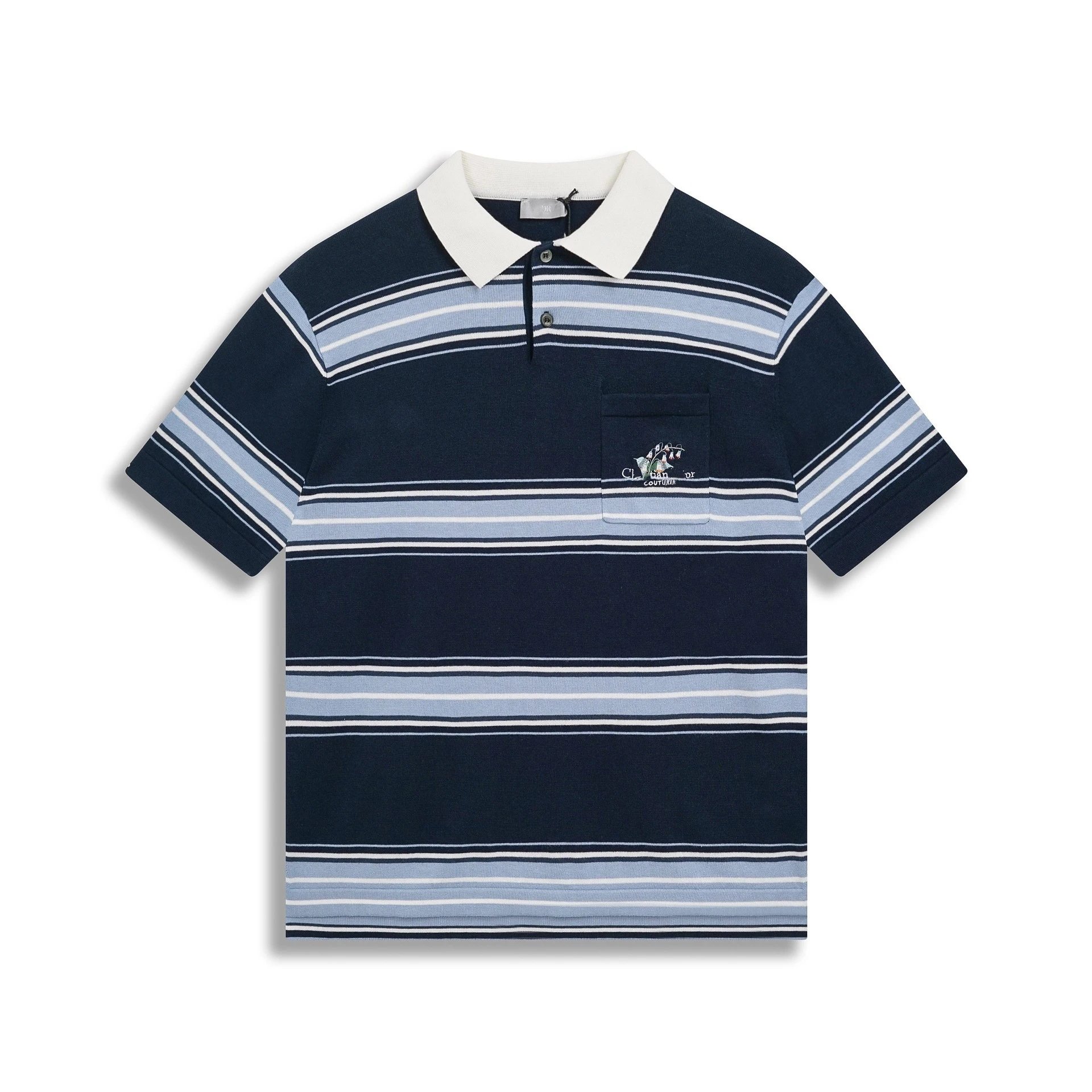 Dior Men's Embroidered Pocket Polo Navy Polo Shirt - 5