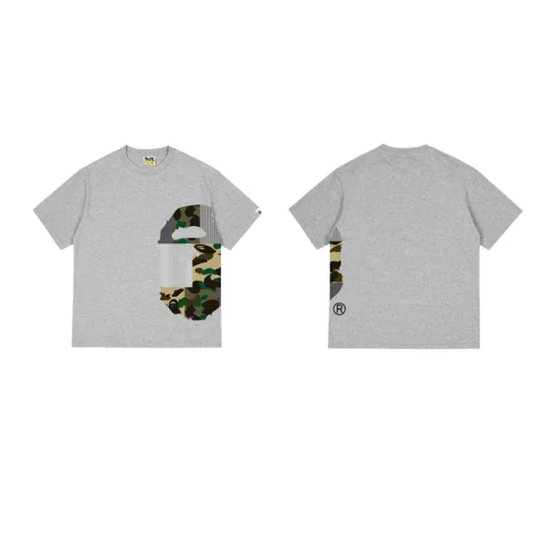 A Bathing Ape Camo Logo T-Shirt Gray - 1