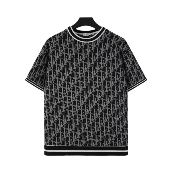Dior Oblique Knit T-Shirt Black Gray - 1