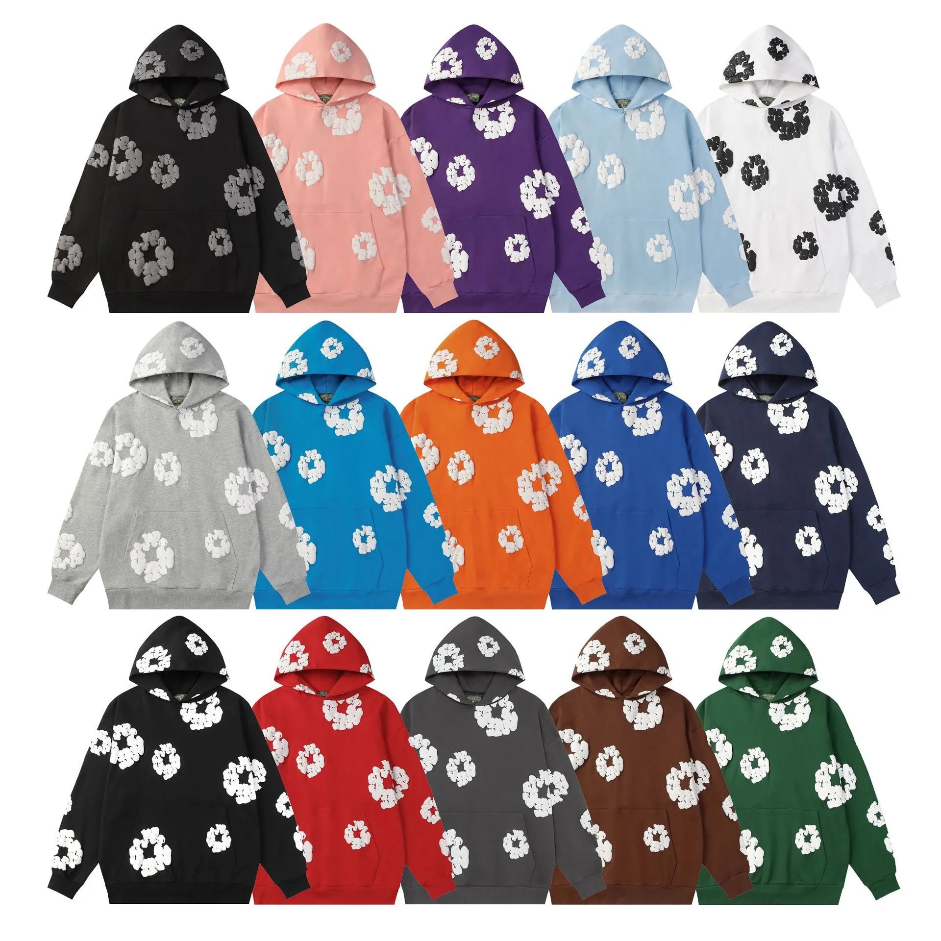 Design Floral Flame Print Oversized Hoodie White - 3