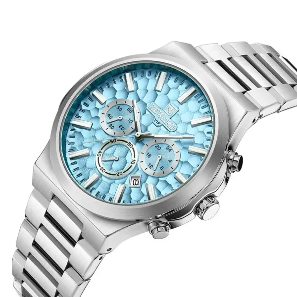 Design Reward VIP Chronograph Light Blue Honeycomb Dial Stainless Steel Watch Watches - 1