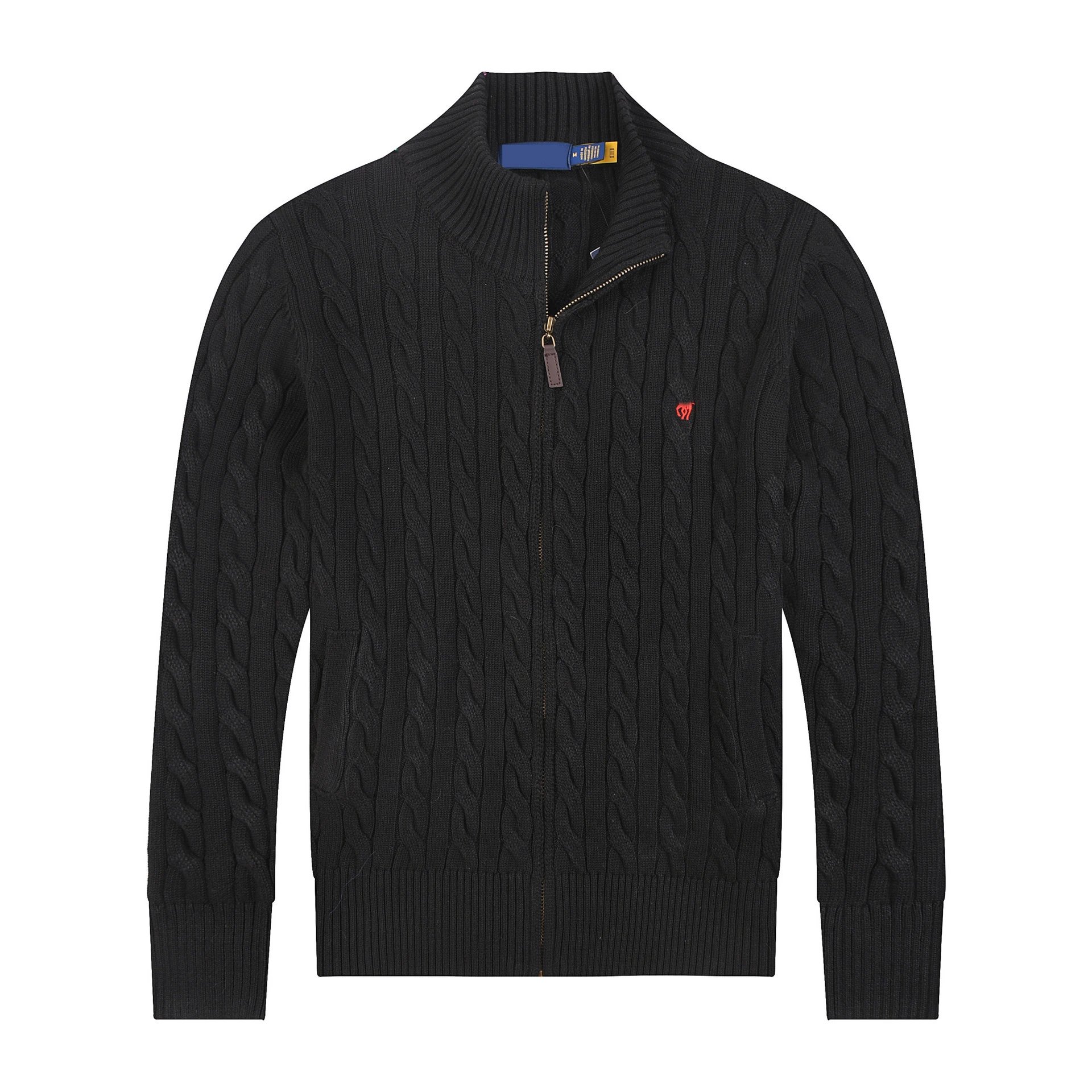 Polo Ralph Lauren Cable Knit Zip-Up Sweater Black - 4
