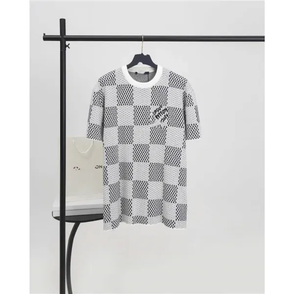 Design Checkerboard Knit T-Shirt White / Black - 1