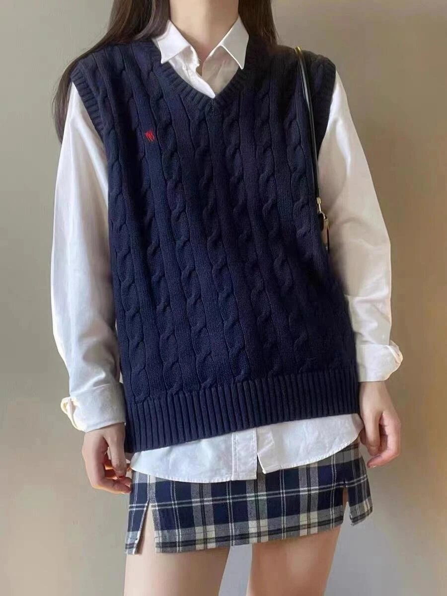 Polo Ralph Lauren Cable Knit Vest Gray Sweater Vest Vest Top - 15