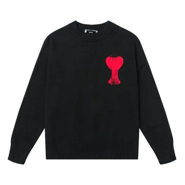 AMI Paris Heart Knit Sweater Forest Green - 4