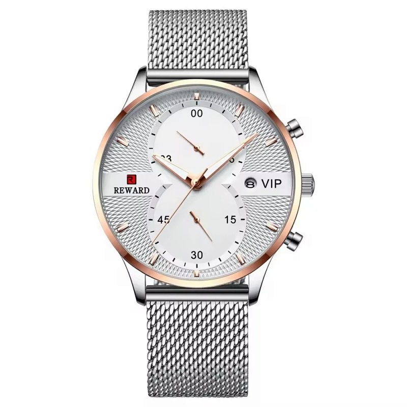 Reward VIP Chronograph Gold Tone with Black Leather Strap Watch