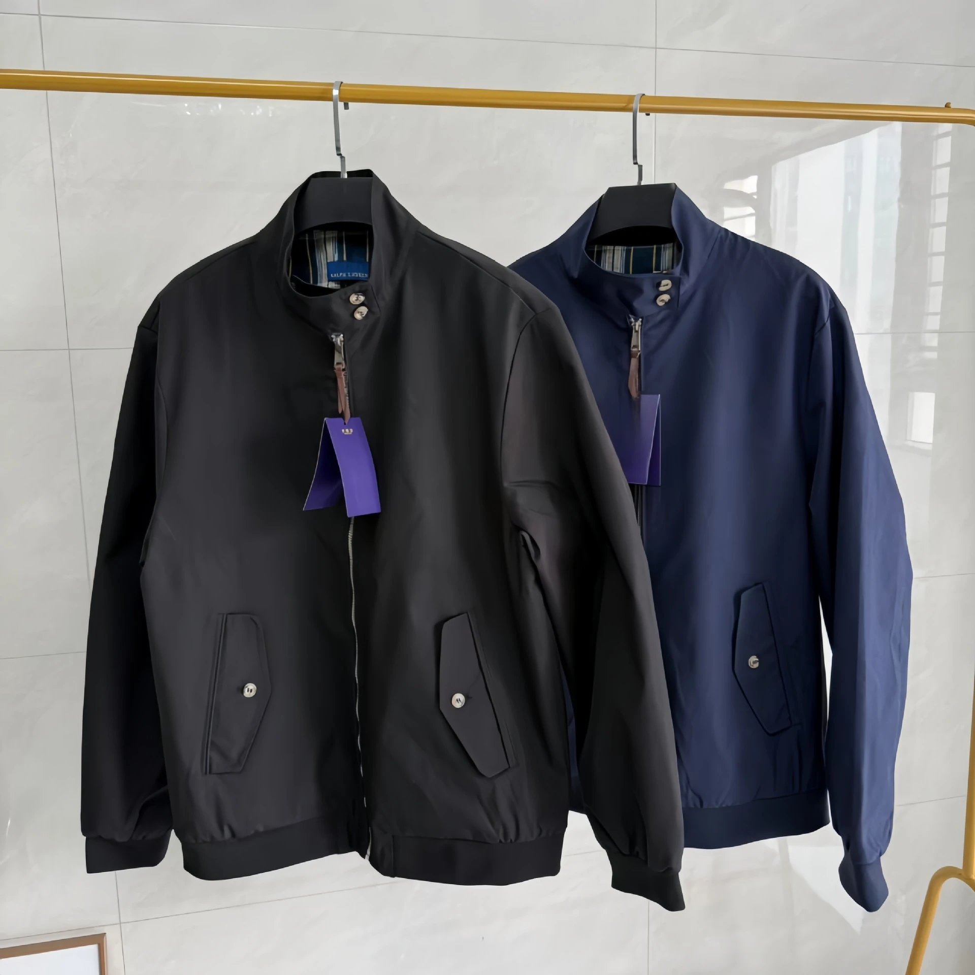 Design Harrington Jacket Black and Navy Outerwear - 3