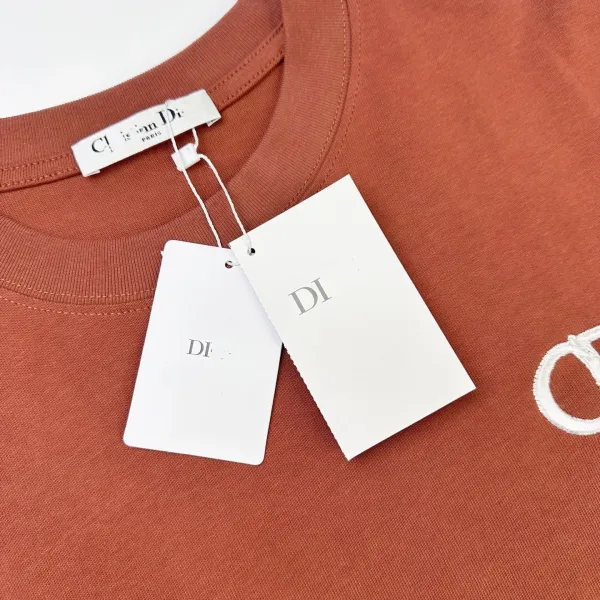 Design Embroidered Logo Oversized T-Shirt Beige - 46