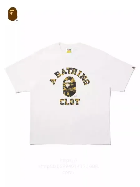 A Bathing Ape x CLOT Camo Logo Arch T-Shirt White - 1