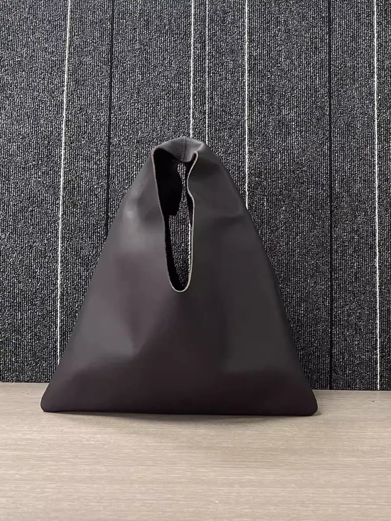 Comme des Garçons Triangle Bag Black Leather Handbag