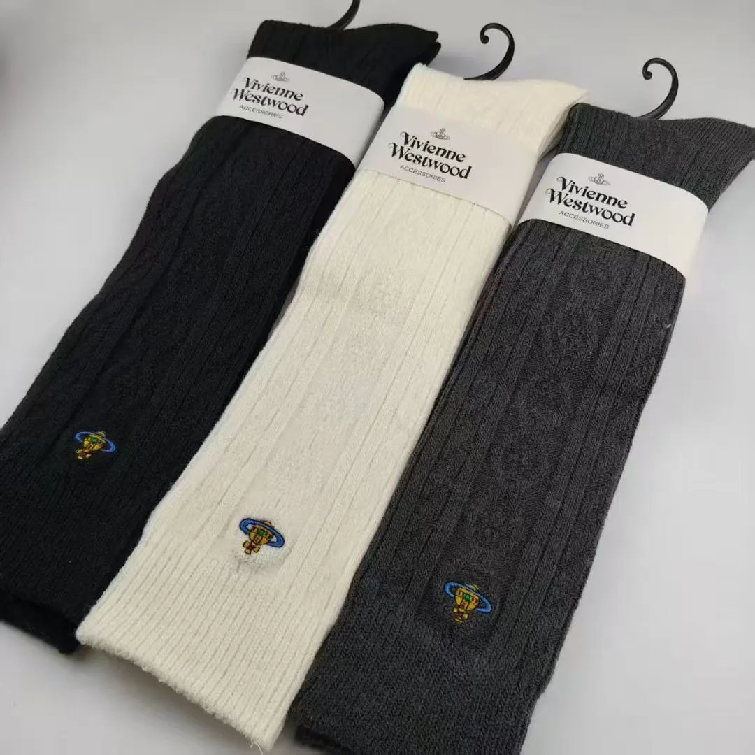 Vivienne Westwood Orb Logo Cable Knit Socks Black - 2