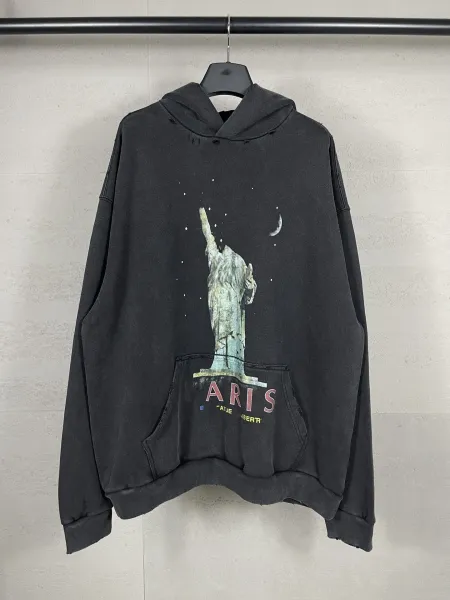 Balenciaga Distressed Logo Hoodie Black - 15