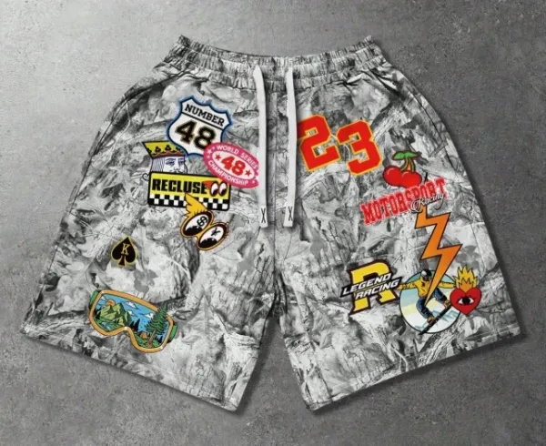 Design Patchwork Racing Shorts Multicolor Shorts - 1