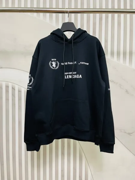 Balenciaga Distressed Logo Hoodie Black - 47