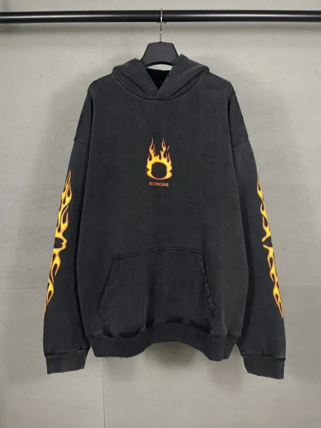 Balenciaga Distressed Logo Hoodie Black - 19