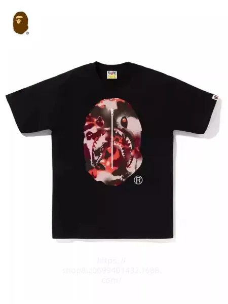 A Bathing Ape Shark Zipper Graphic Black T-Shirt - 1
