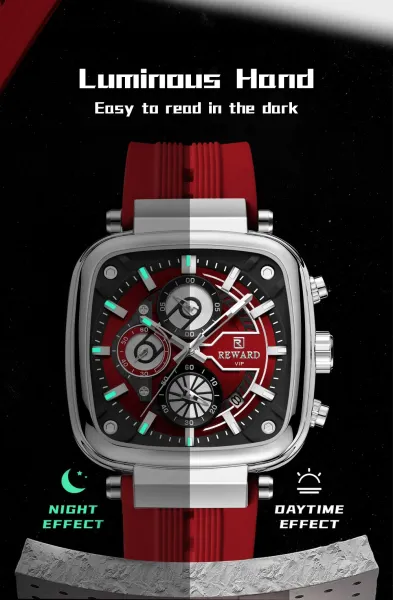 Design Reward VIP Chronograph Black Rubber Strap Watch Watches - 6