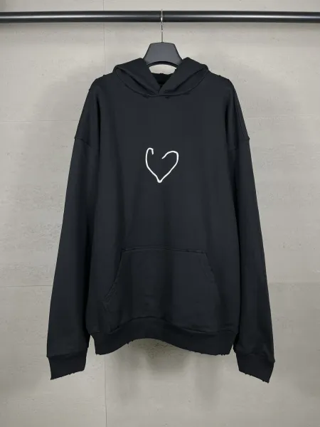 Balenciaga Distressed Logo Hoodie Black - 25