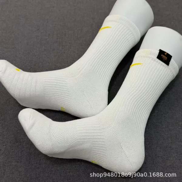 Design ORDA Michael White Crew Socks with Yellow Detail Socks - 8