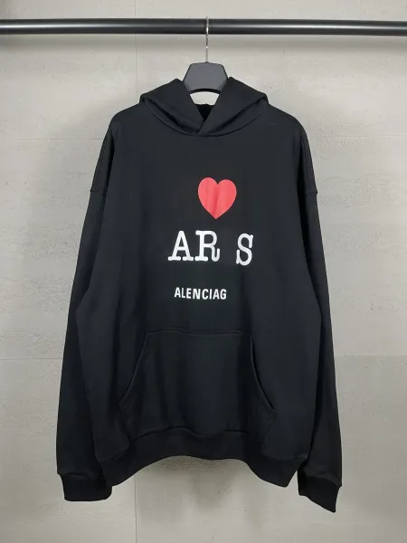 Balenciaga Distressed Logo Hoodie Black - 33
