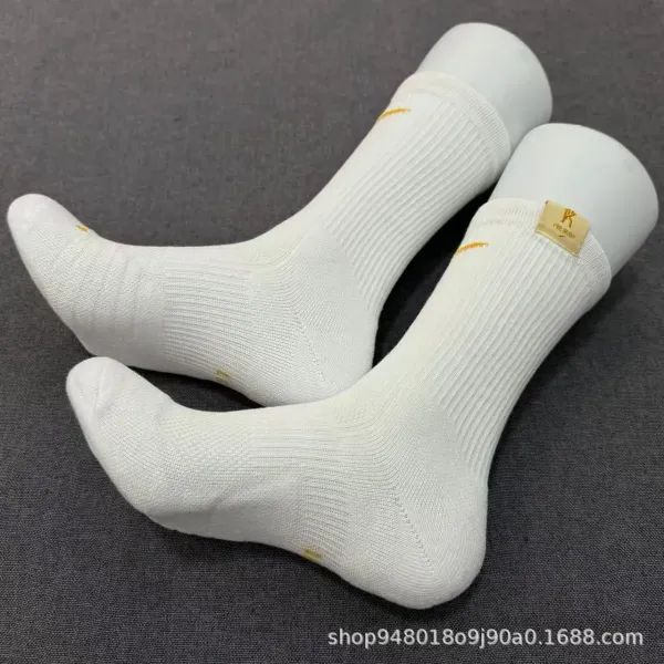 Design ORDA Michael White Crew Socks with Yellow Detail Socks - 16