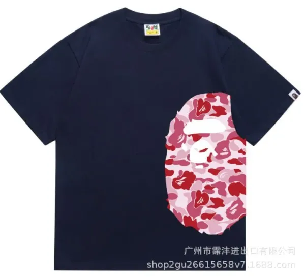 A Bathing Ape Camo Ape Head Navy T-Shirt Tops.t Shirts - 1