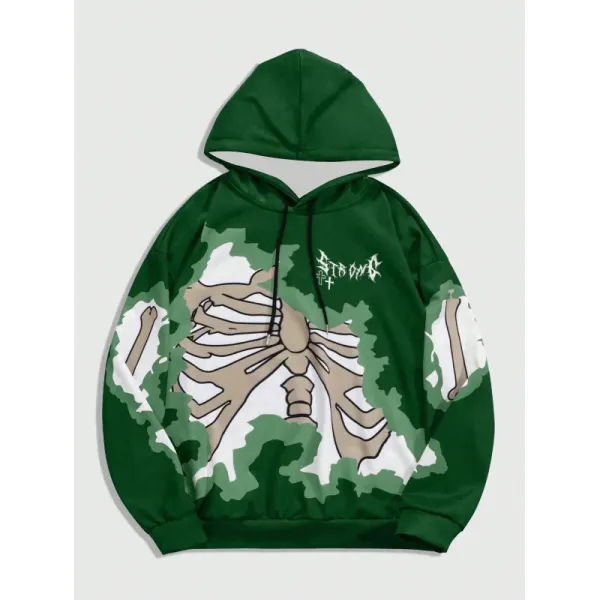 Design Skeleton Camo Hoodie Green - 1