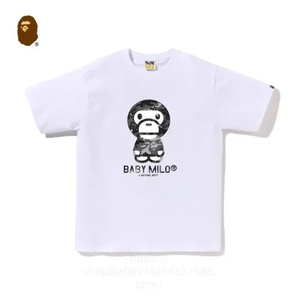A Bathing Ape Baby Milo Camo Print White T-Shirt - 1
