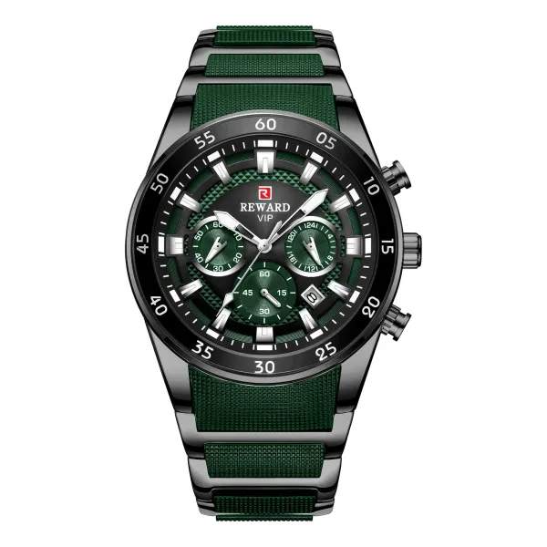 Design Reward VIP Chronograph Green Silicone Strap Watch Watches - 1