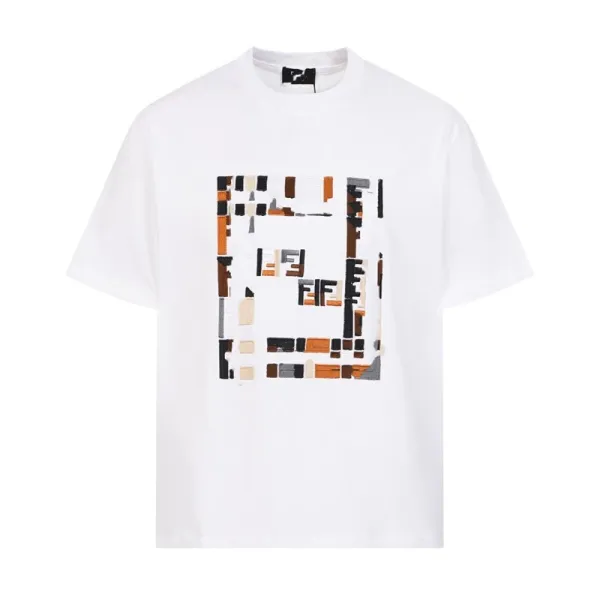 Fendi FF Puzzle Print White T-Shirt - 1