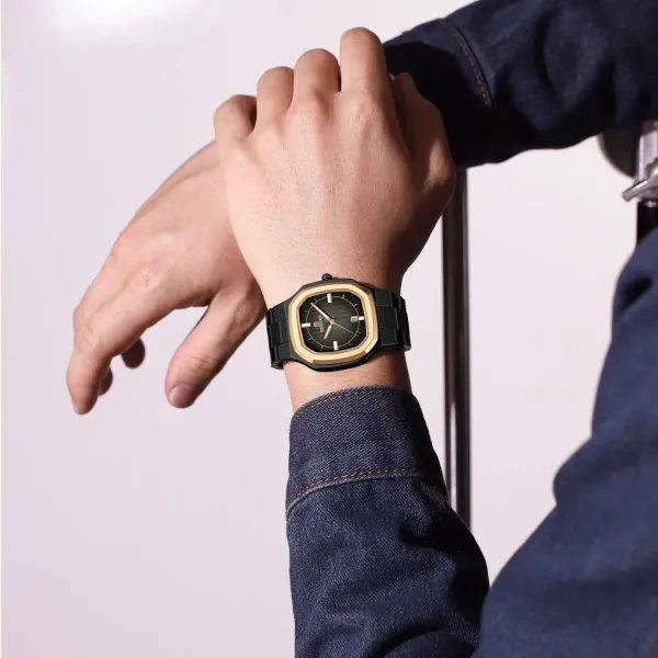 Design Reward Octagon Black and Rose Gold Quartz Watch Watches - 15